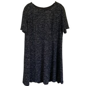 Talbots Womens Fit Flare Knit Dress Size 24W Black White Short‎ Sleeve Career